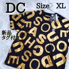 新品タグ付き DC ディーシー ロゴ 総柄Tシャツ ゴールド　 XL