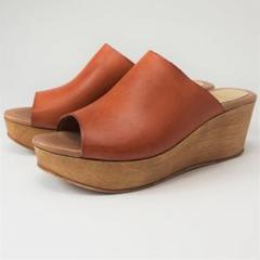 【訳あり】本革 ウエッジサンダル ブラウン 25.0㎝ 7003391301