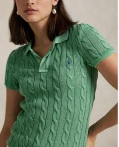 ポロラルフローレン　ケーブル半袖ポロシャツ XS POLO RALPH LAUREN】ケーブルニット ポロシャツ | (トップス