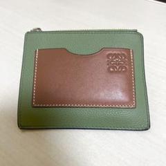 【最終値下げ】⭐️LOEWE コインケース スウェード カーキ バイフォールド コインウォレット（シルクカーフ） グリーン - LOEWE