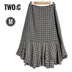 TWO:C トゥシー フレアスカート M ベージュ ひざ丈