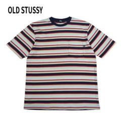 90s USA製 OLD STUSSY ボーダー ポケット Tシャツ ロゴ M