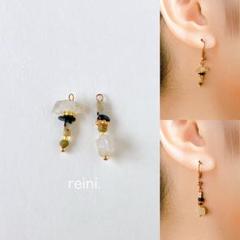 シンプルカラー天然石ピアス イヤリング ハンドメイド