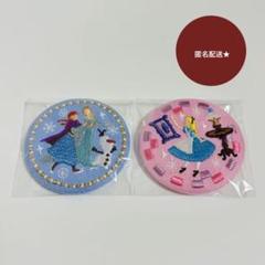 ディズニー　刺繍缶バッジ　アナ雪＆アリス