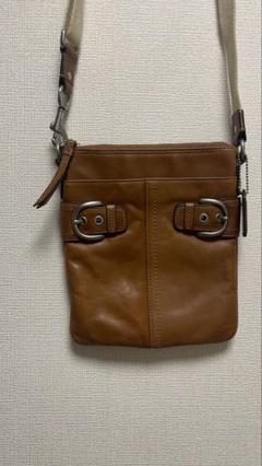 COACH ブラウンレザーショルダーバッグ