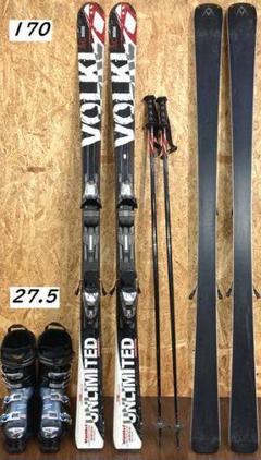 初級OK■メンズスキー170/27.5■4点フルセット/メンテ済み 初級OK□メンズスキー170/27.5□4点フルセット/メンテ済み
