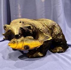 【希少】 木彫り熊　大小２点セット 北海道 民芸品 昭和レトロ 親子熊 匿名配送 昭和レトロ 北海道民芸品 アイヌ民族の木彫り 熊 置物 KIBORI