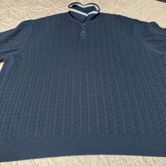 GU ネイビー 3XL ボタン付きニットポロ　サマーニット　メンズ