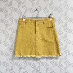 PRIVE JOKE♡デニムミニスカート フリンジ 台形 マスタード M