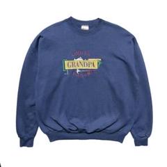 古着 ヴィンテージ グランパ 刺繍プリント クルーネック スウェット トレーナー