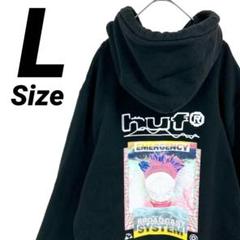 L★HUF ハフ 両面プリント プルオーバーパーカーエマージェンシー システム