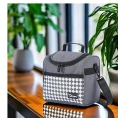 新商品! グレー チェック柄 ランチバッグ ソフトクーラーボックス お弁当