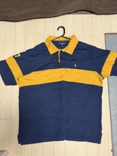 90s POLO SPORT ネイビー/イエロー ポロシャツ XXL 肉厚