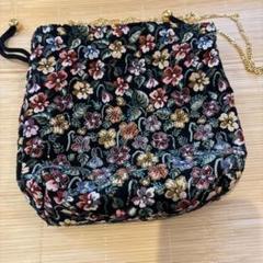 ビーズ刺繍 花柄 巾着袋