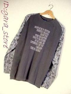 ダーク調総柄切り替えアートロングTシャツ