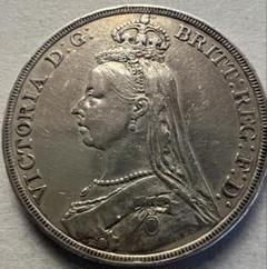 銀貨 1887 イギリス ヴィクトリア女王 初代インド皇帝 女帝 クラウン銀貨 1887年英国ジュベリーヘッドヴィクトリア女王 クラウン銀貨 ハイ