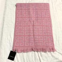 タグ付GIVENCHY ジバンシィ 4Gロゴ ウール フリンジ マフラー ピンク