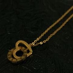 ゴールド ステンレス　スチール ネックレス　金　チェーン　ハート 刻印
