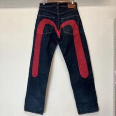 美品】W32 EVISU 総柄 デニムパンツ 黄色 カモメペイント
