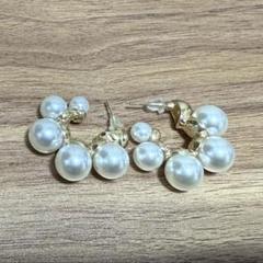 【美品】パールとゴールドのフープピアス
