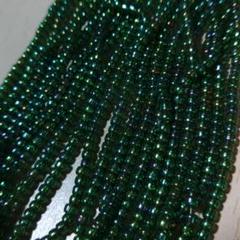 ヴィンテージ緑色糸通しガラスビーズ 約2.8mm 2束セットBe13