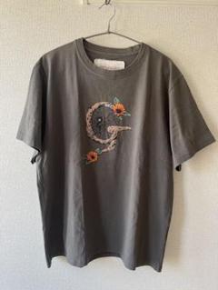 GENTLEFULLNESS ロンT ブラウン GENTLE FULLNESS ハンドプリント ロングスリーブtシャツ ロンT