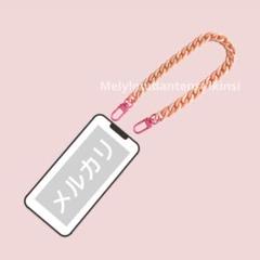 スマホハンドストラップ チャンキーチェーン アクリル ツイストチェーン 桃
