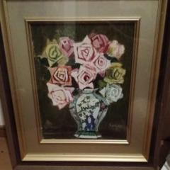 河野重軌絵画バラ油絵