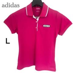 アディダス 半袖 ポロシャツ ピンク×白 レディース　L