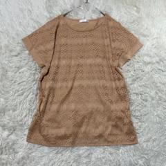 【ドレスキップ】フレンチスリーブ　カットソー　Tシャツ　レース【L】