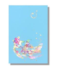 激安大特価！ アート 原画 油絵 絵画 一点物 SM キュート ポップ 水色 金魚 絵画