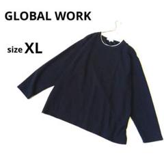 グローバルワーク　長袖TシャツXL ネイビー/ホワイト　中国製