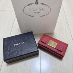 PRADA サフィアーノ カードケース リボン 名刺入れ レッド