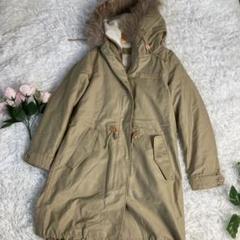 【美品】アダムエロペ　ラクーンファー　ダウン　モッズコート　ベージュ　M 美品】アダムエロペ ラクーンファー ダウン モッズコート