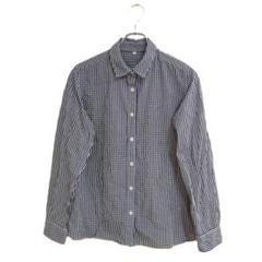 長袖シャツ 綿 長袖 XL 春秋 チェック柄 シンプル ネイビー 薄手 羽織り