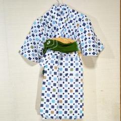 浴衣 男の子 兵児帯 セット 夏 子供用浴衣 白地にカラフル模様 100cm以上