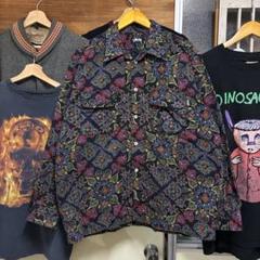 80's old stussy 総柄 スペード 開襟 シャツ
