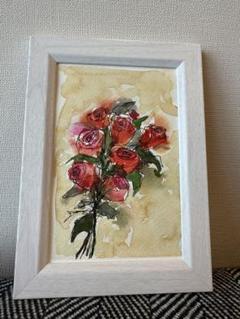 メルカリ  絵画　絵　額付き (白）油絵　uF6-050303　花（ばら） メルカリ 絵画 絵 額付き (白）油絵 uF6-050303 花（ばら