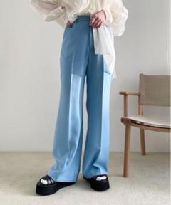 ヘザー Heather カラーフレアパンツ センタープレス ブルー 新品 タグ付