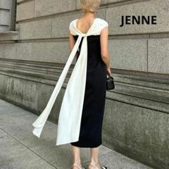 JENNE ショルダーヴェールドレス　ブラック　ホワイト　ワンピース 結婚式 JENNE ショルダーヴェールドレス ブラック ホワイト ワンピース