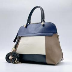 FURLA パイパー マルチカラー 2WAY ハンド ショルダーバッグ e317