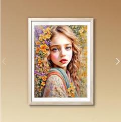 【大放出セール】 ☆AIアート☆ 花と少女の水彩タッチ絵画 メルカリ - 額付き 絵画