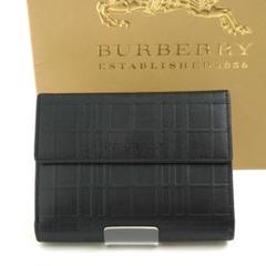 BURBERRY 折り財布 ガマ口 エンボス ダークブラウン ✨新品未使用✨ BURBERRY ミニ財布 エンボス ノバチェック
