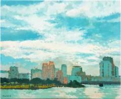絵画 663 油絵/風景/東京/街角/隅田川/空/F15号 - メルカリ