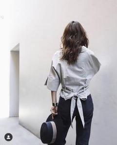 ★美品★ etre tokyo バックリボンリネンシャツ