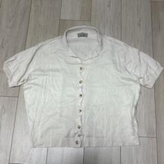 マーガレットハウエル　コットン　ボウタイ　半袖ニット　アイボリー マーガレットハウエル 19SS コットンリネン ケーブルニット 2