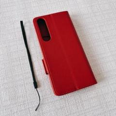 Xperia 1 IV 耐衝撃 手帳型 ケース シンプル マグネット レッド