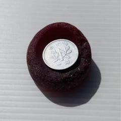 シーグラス　レッド　瓶底　レア