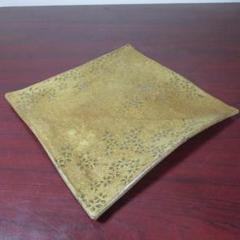 角皿 大 桜 陶板 銘 美 汚れ 茶色 土色 トレー トレイ