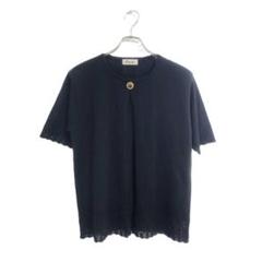 Paris 半袖ニット レース 黒 LL 涼しい 薄手 春夏 上品 カジュアル